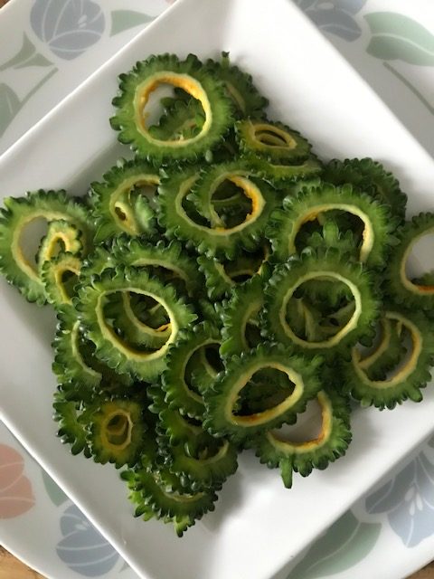 Bitter gourd cut into thin discs